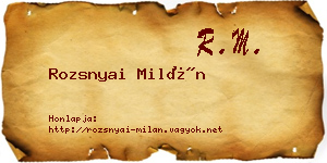 Rozsnyai Milán névjegykártya
